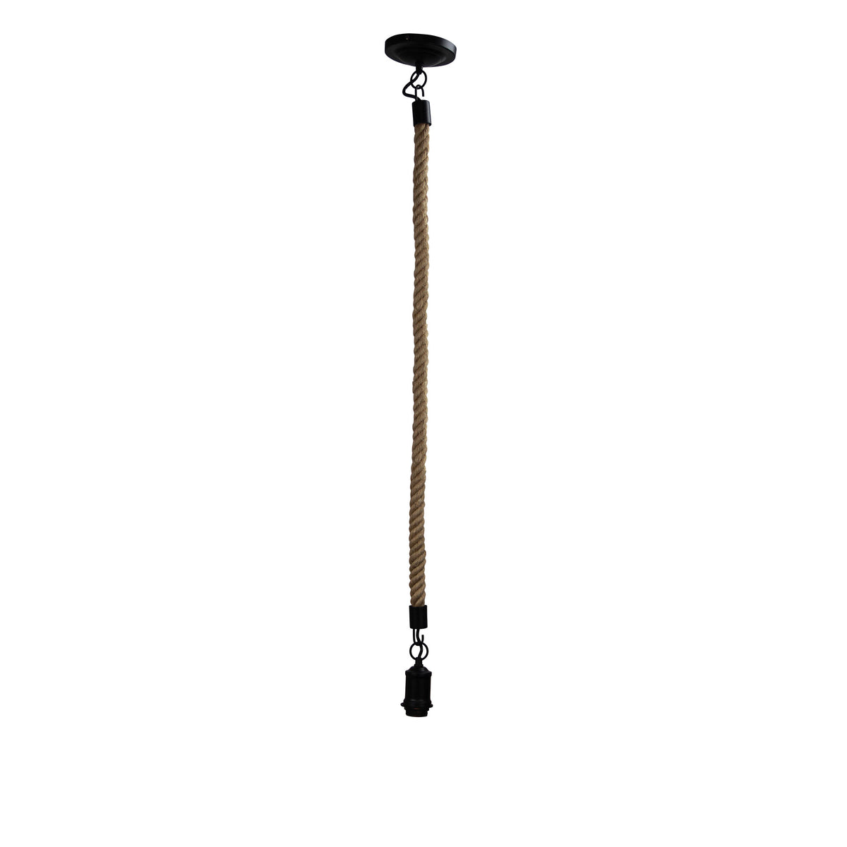 Medium Rope Pendant Matt Black and Coir - Rope 1.2M