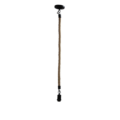 Medium Rope Pendant Matt Black and Coir - Rope 1.2M