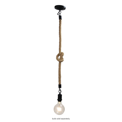 Medium Rope Pendant Matt Black and Coir - Rope 1.2M