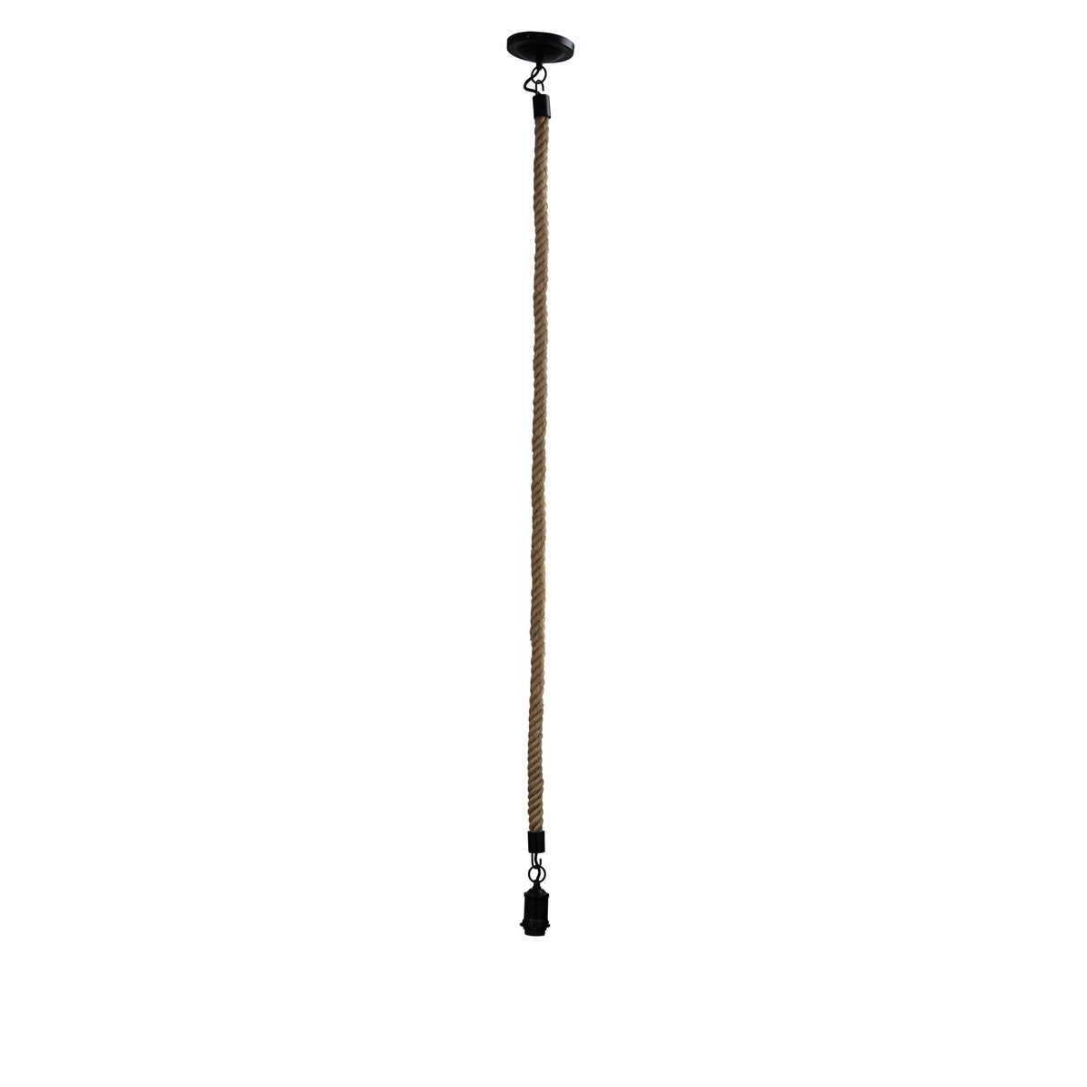 Long Rope Pendant Matt Black and Coir - Rope 2M