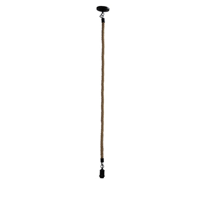 Long Rope Pendant Matt Black and Coir - Rope 2M