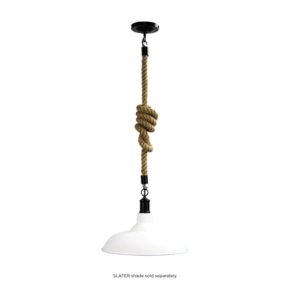 Long Rope Pendant Matt Black and Coir - Rope 2M