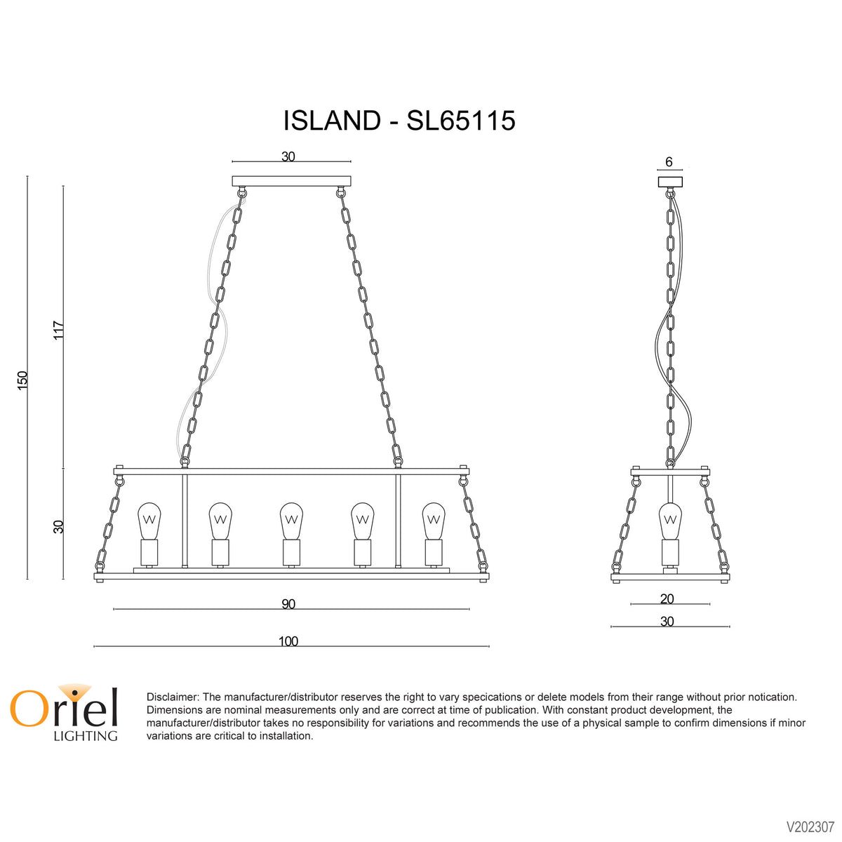 5 Light Pendant - Island