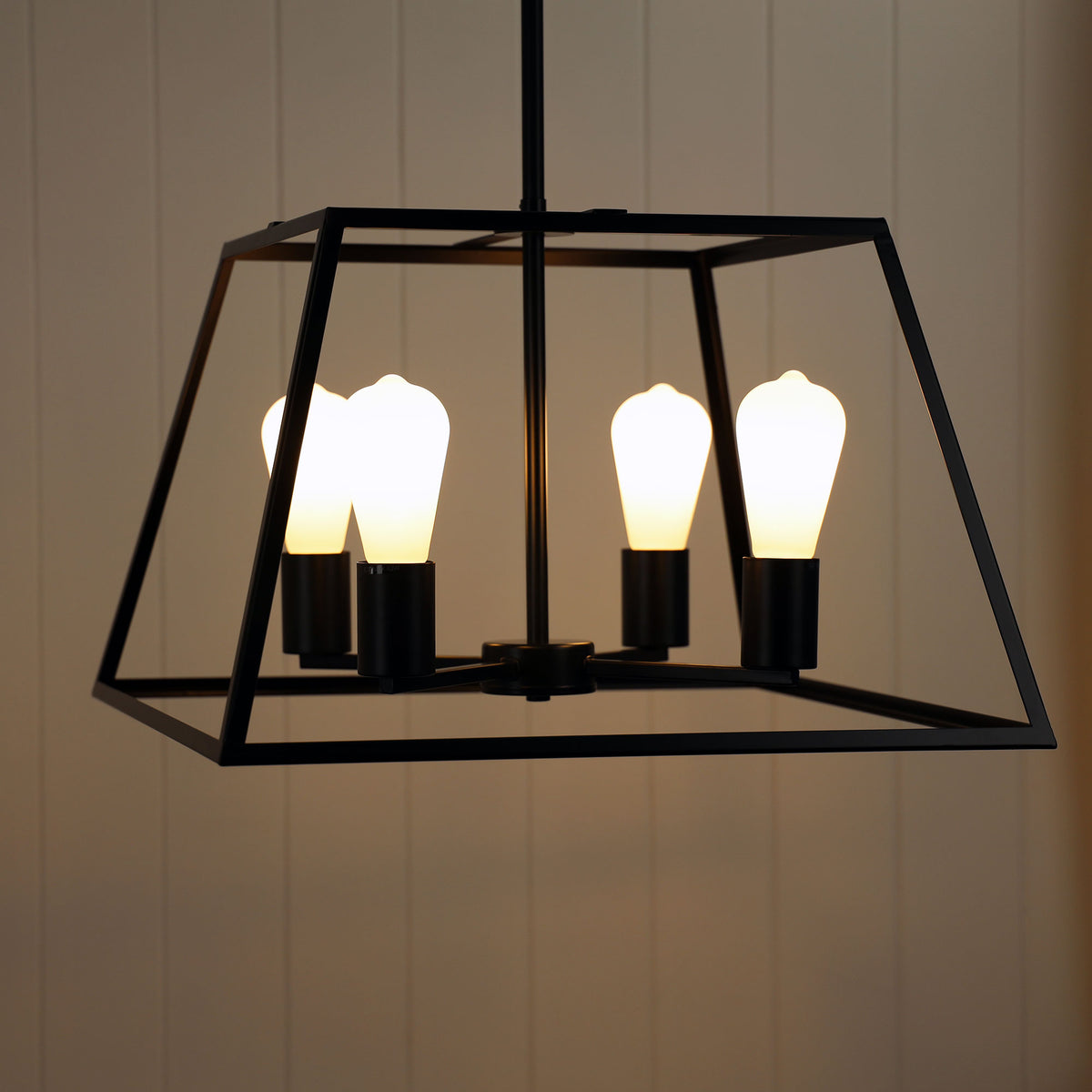 4 Light Urban Retro Pendant Black - Southport 48