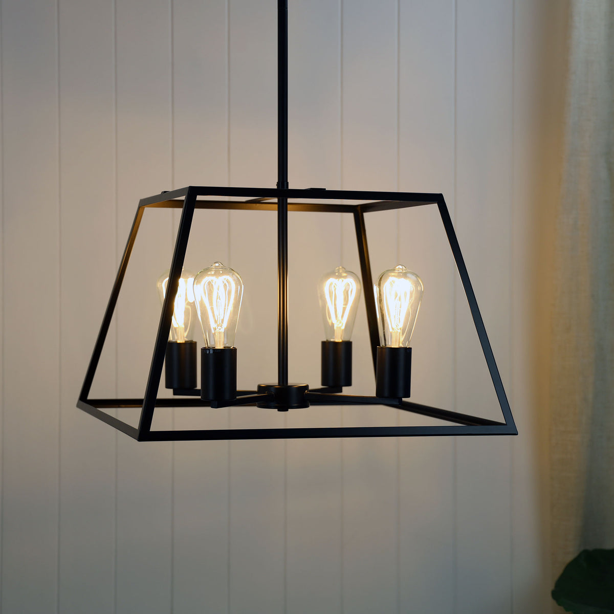 4 Light Urban Retro Pendant Black - Southport 48