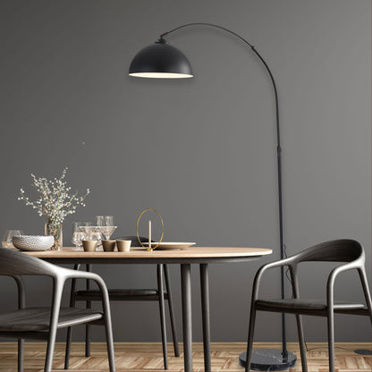 Arc Floor Lamp with Marble Base - Marmo Black