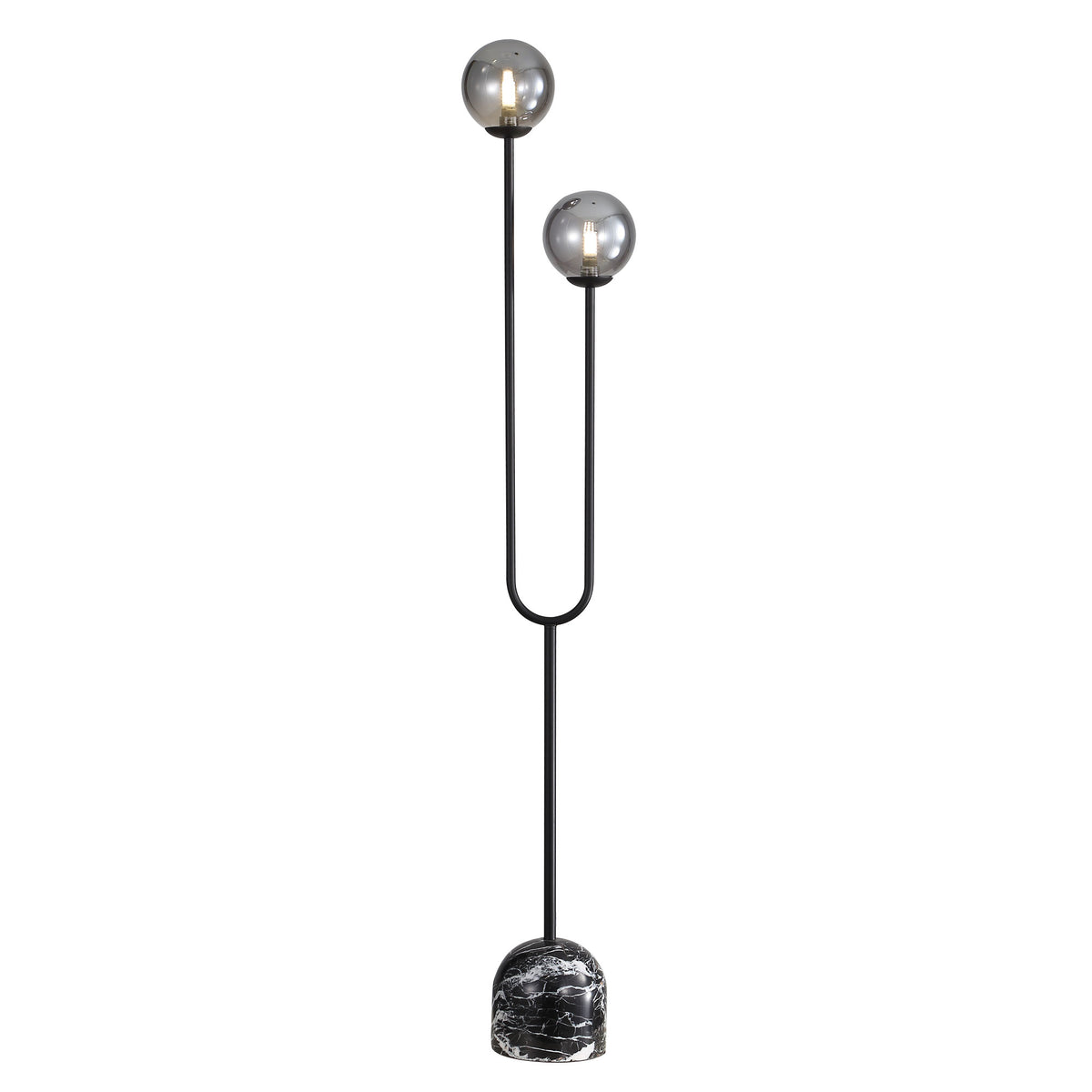 Decorative Floor Lamp with Smoke Glass Spheres - Tropez Black