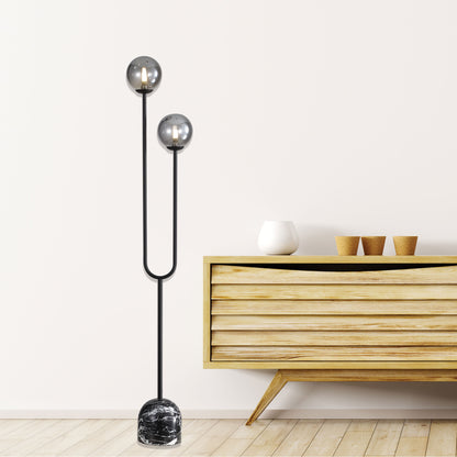 Decorative Floor Lamp with Smoke Glass Spheres - Tropez Black
