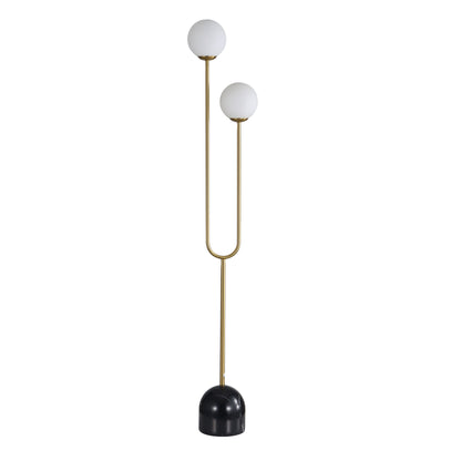 Decorative Floor Lamp with Opal Matt Glass Spheres - Tropez Satin Brass