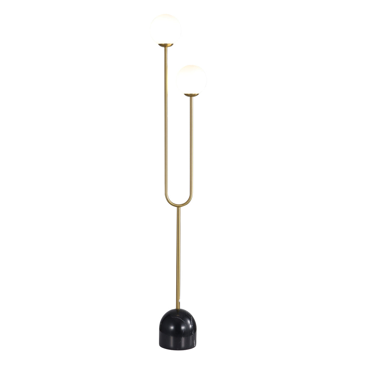 Decorative Floor Lamp with Opal Matt Glass Spheres - Tropez Satin Brass