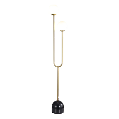 Decorative Floor Lamp with Opal Matt Glass Spheres - Tropez Satin Brass