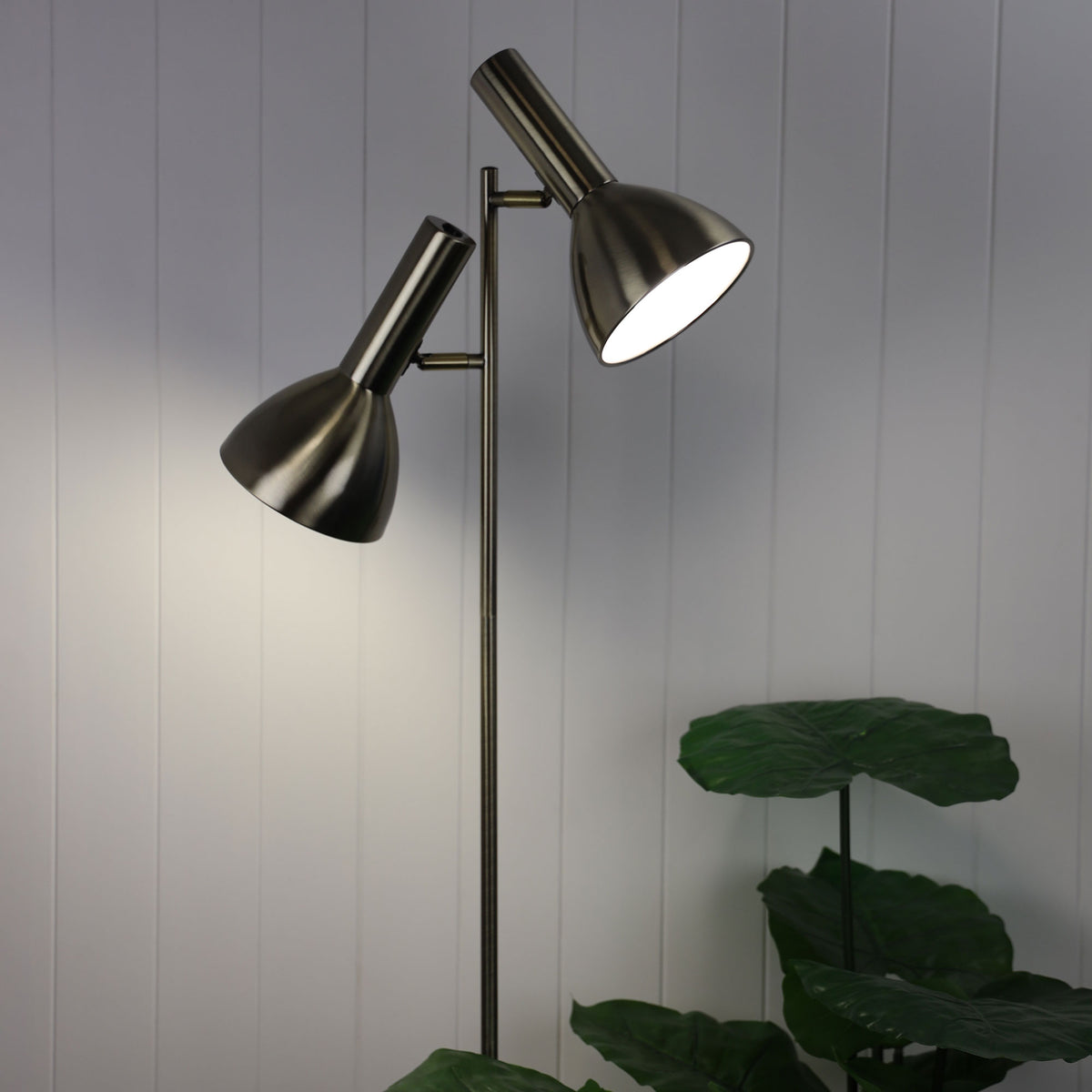 Mid-Century Twin Floor Lamp Antique Brass - Vespa Antique Brass