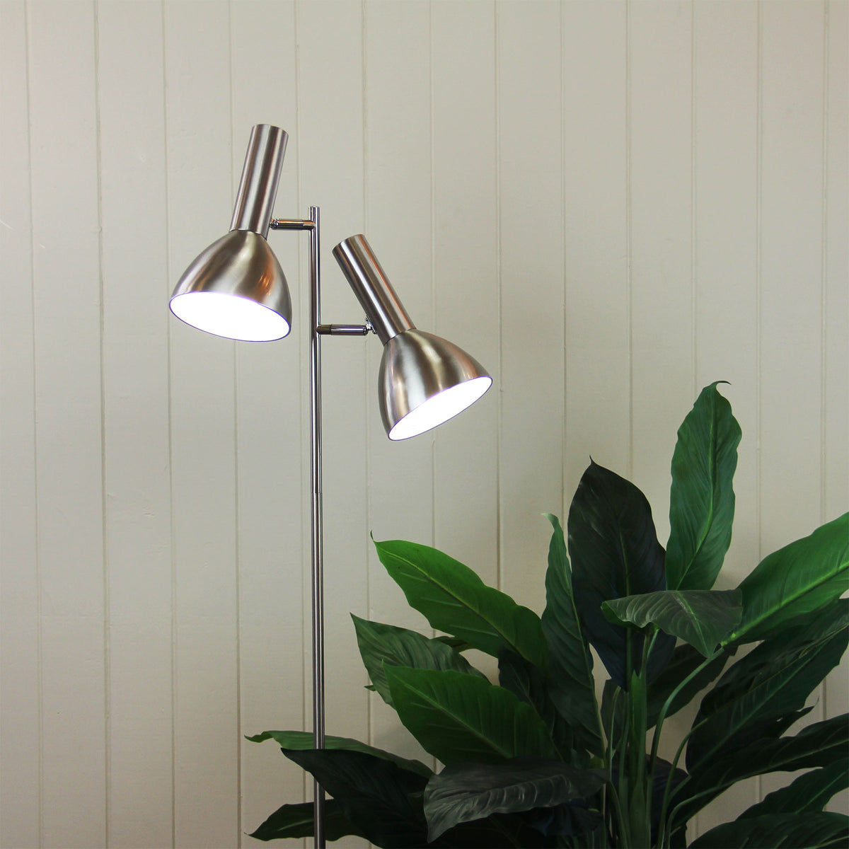 Mid-Century Twin Floor Lamp Brushed Chrome - Vespa Brushed Chrome