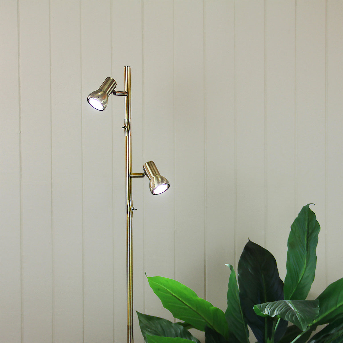 Twin Adjustable Floor Lamp - Daxam LED Antique Brass