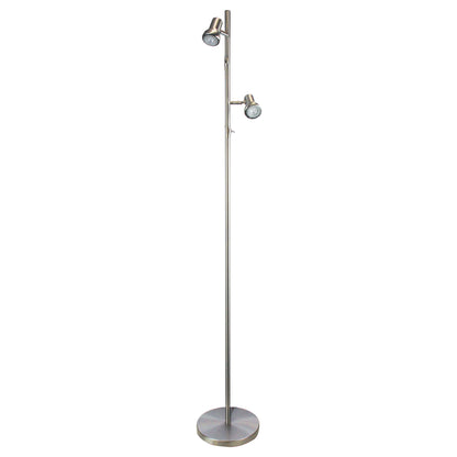 Twin Adjustable Floor Lamp - Daxam LED Brushed Chrome