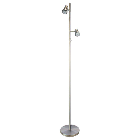 Twin Adjustable Floor Lamp - Daxam LED Brushed Chrome