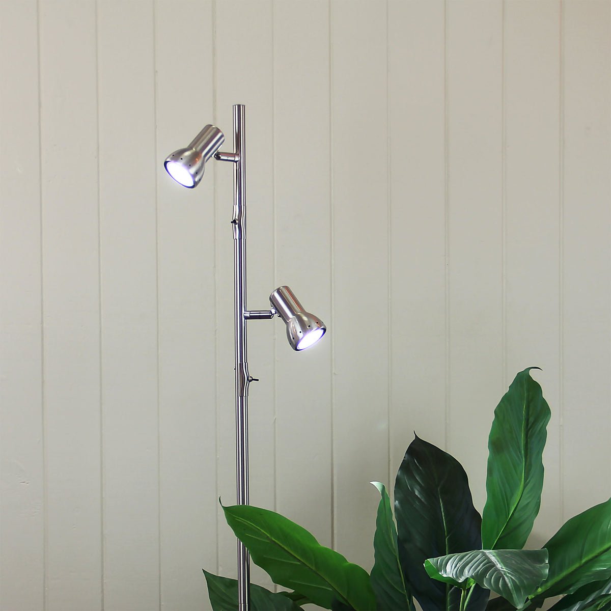 Twin Adjustable Floor Lamp - Daxam LED Brushed Chrome