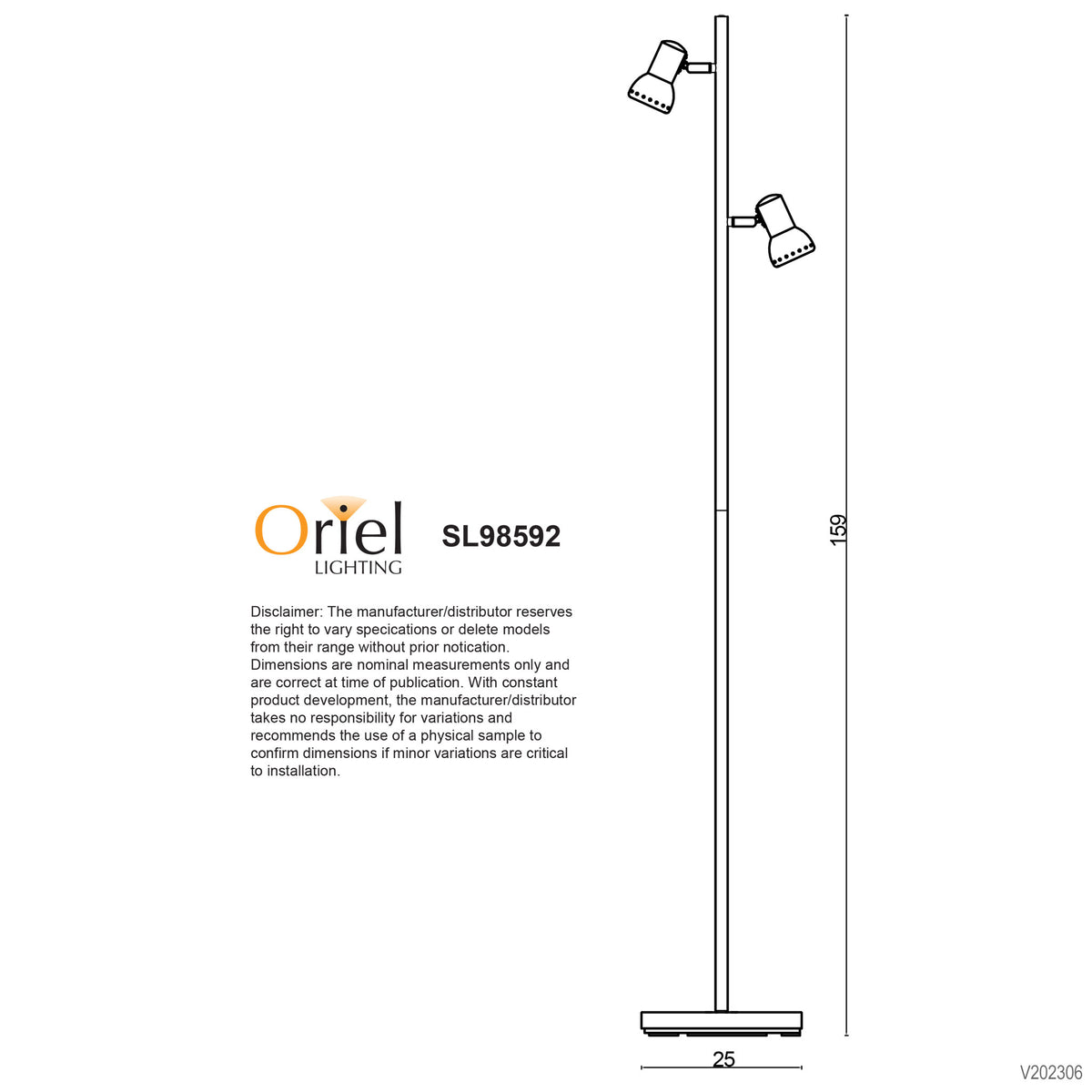 Twin Adjustable Floor Lamp - Daxam LED Black
