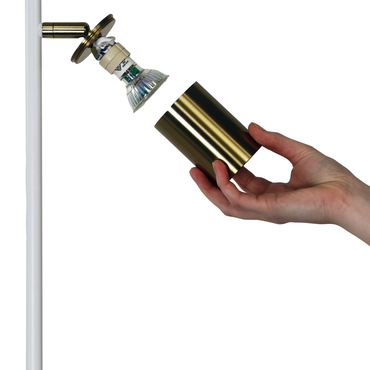 Desk Lamp White and Satin Brass - Ponte Desk Wh/sb