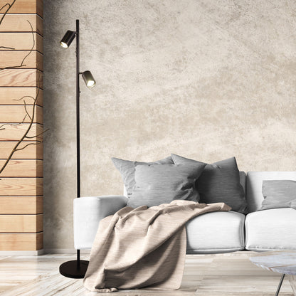 Adjustable Twin Floor Lamp Black - Ponte Floor Black