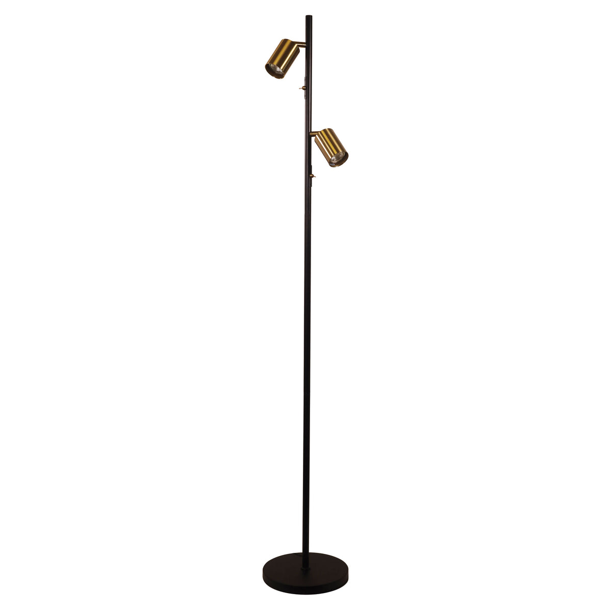 Adjustable Twin Floor Lamp Black and Satin Brass - Ponte Floor Bk/sb
