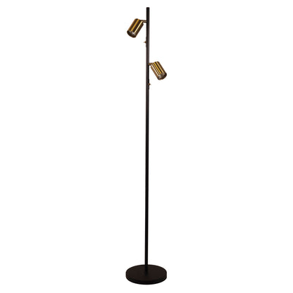 Adjustable Twin Floor Lamp Black and Satin Brass - Ponte Floor Bk/sb