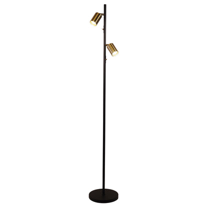 Adjustable Twin Floor Lamp Black and Satin Brass - Ponte Floor Bk/sb