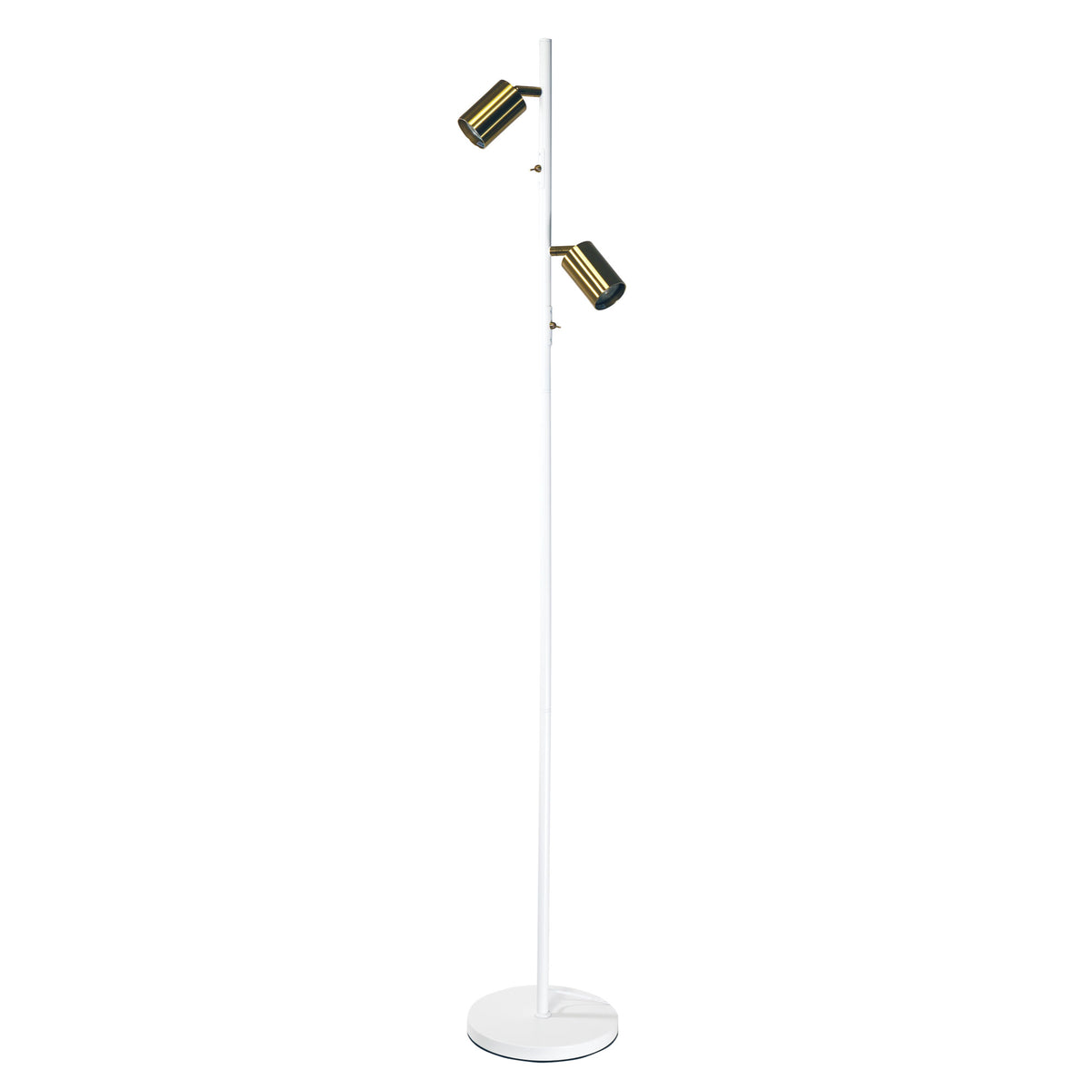 Adjustable Twin Floor Lamp White and Satin Brass - Ponte Floor Wh/sb