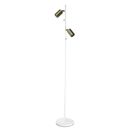 Adjustable Twin Floor Lamp White and Satin Brass - Ponte Floor Wh/sb