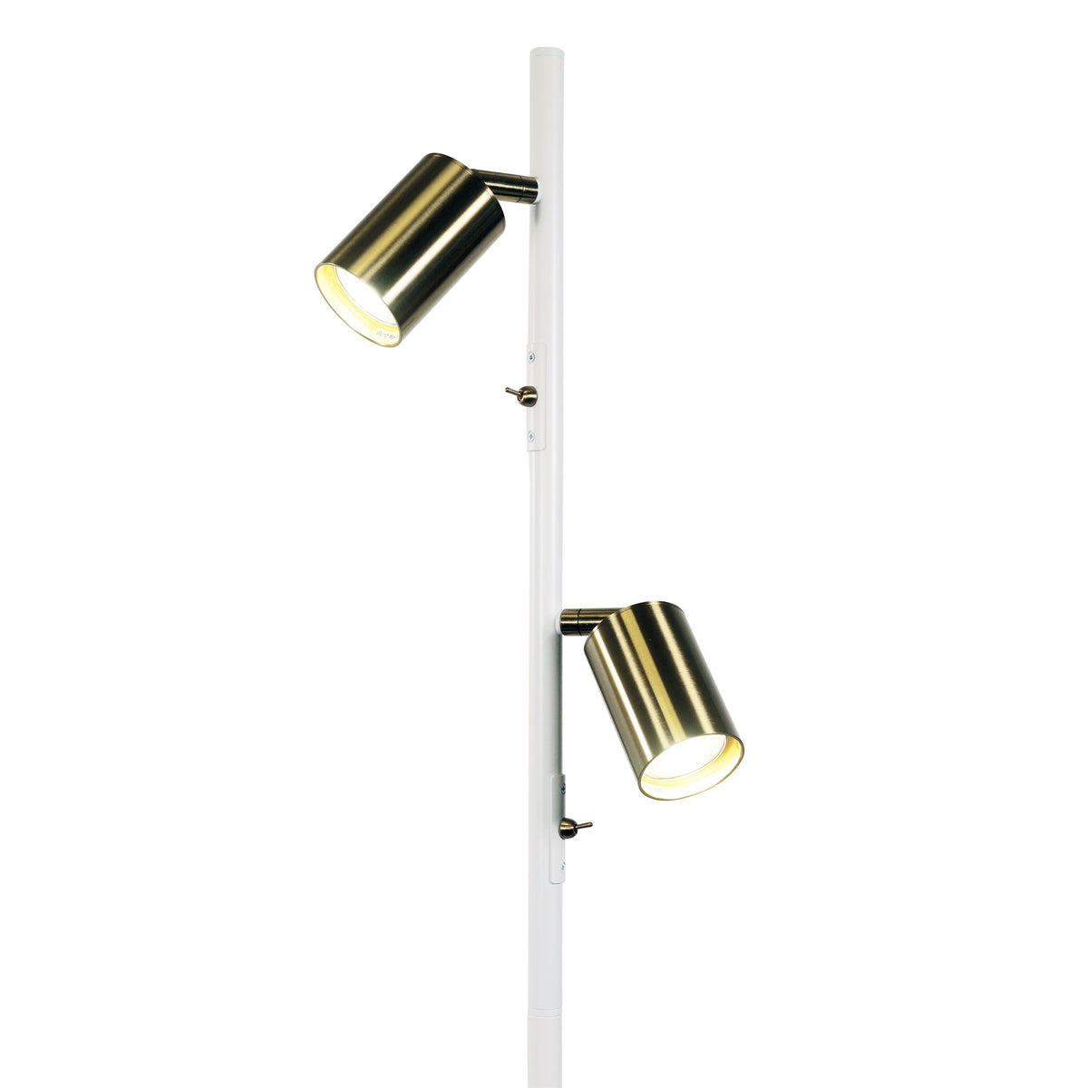Adjustable Twin Floor Lamp White and Satin Brass - Ponte Floor Wh/sb