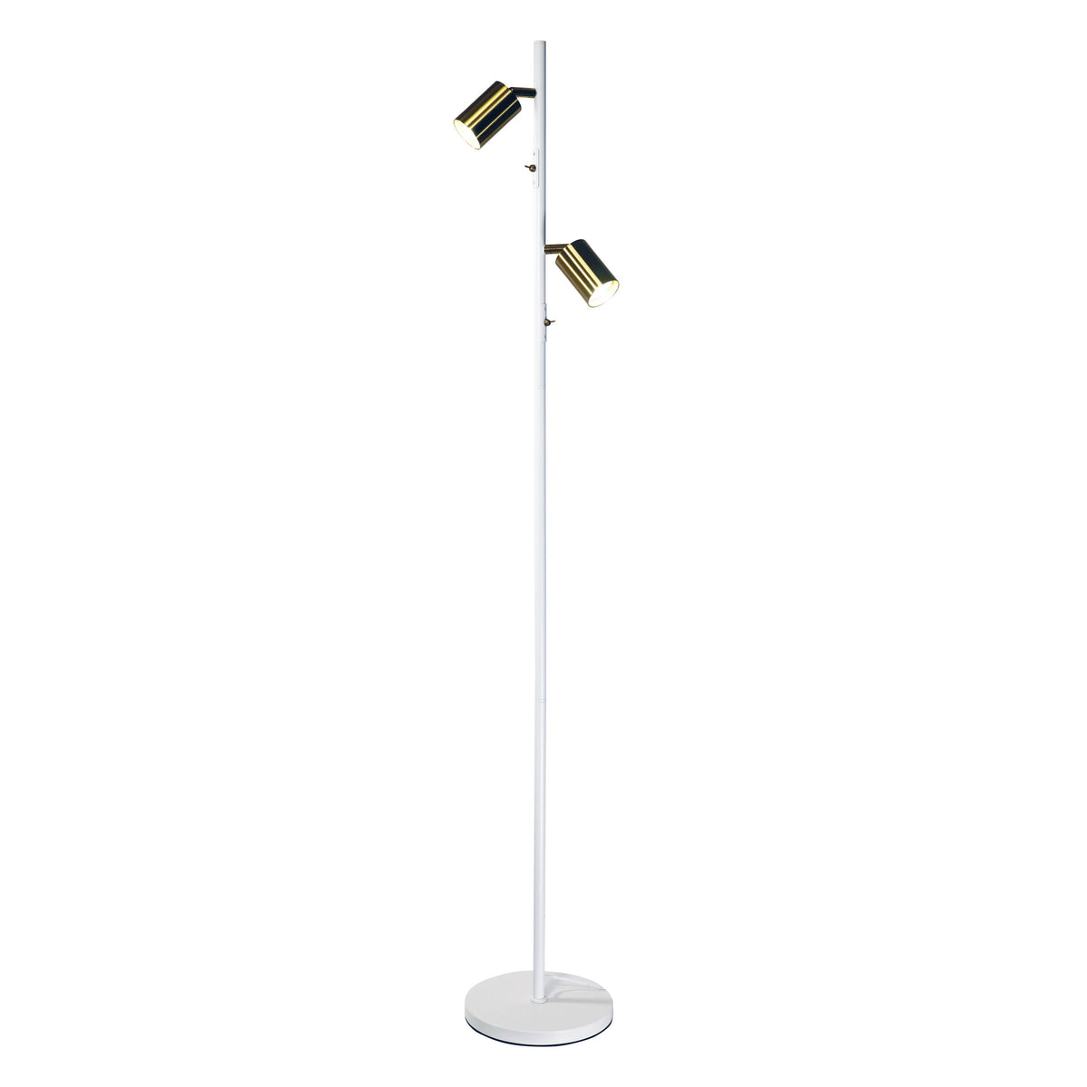 Adjustable Twin Floor Lamp White and Satin Brass - Ponte Floor Wh/sb