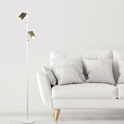 Adjustable Twin Floor Lamp White and Satin Brass - Ponte Floor Wh/sb