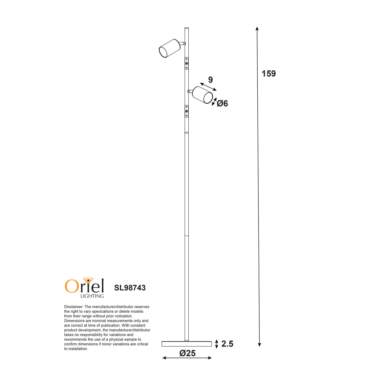 Adjustable Twin Floor Lamp White and Satin Brass - Ponte Floor Wh/sb