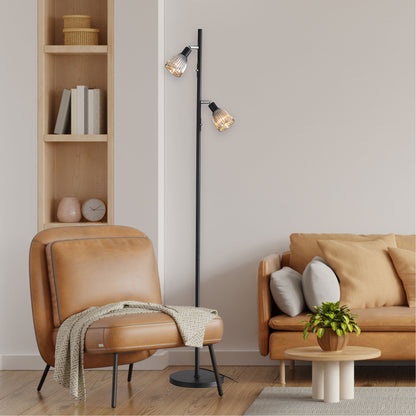 Smoked Glass Task Lamp - Alma Twin Floor
