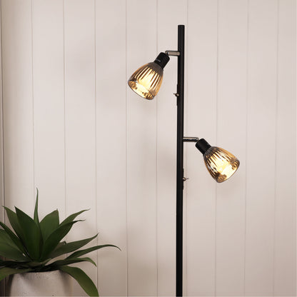 Smoked Glass Task Lamp - Alma Twin Floor
