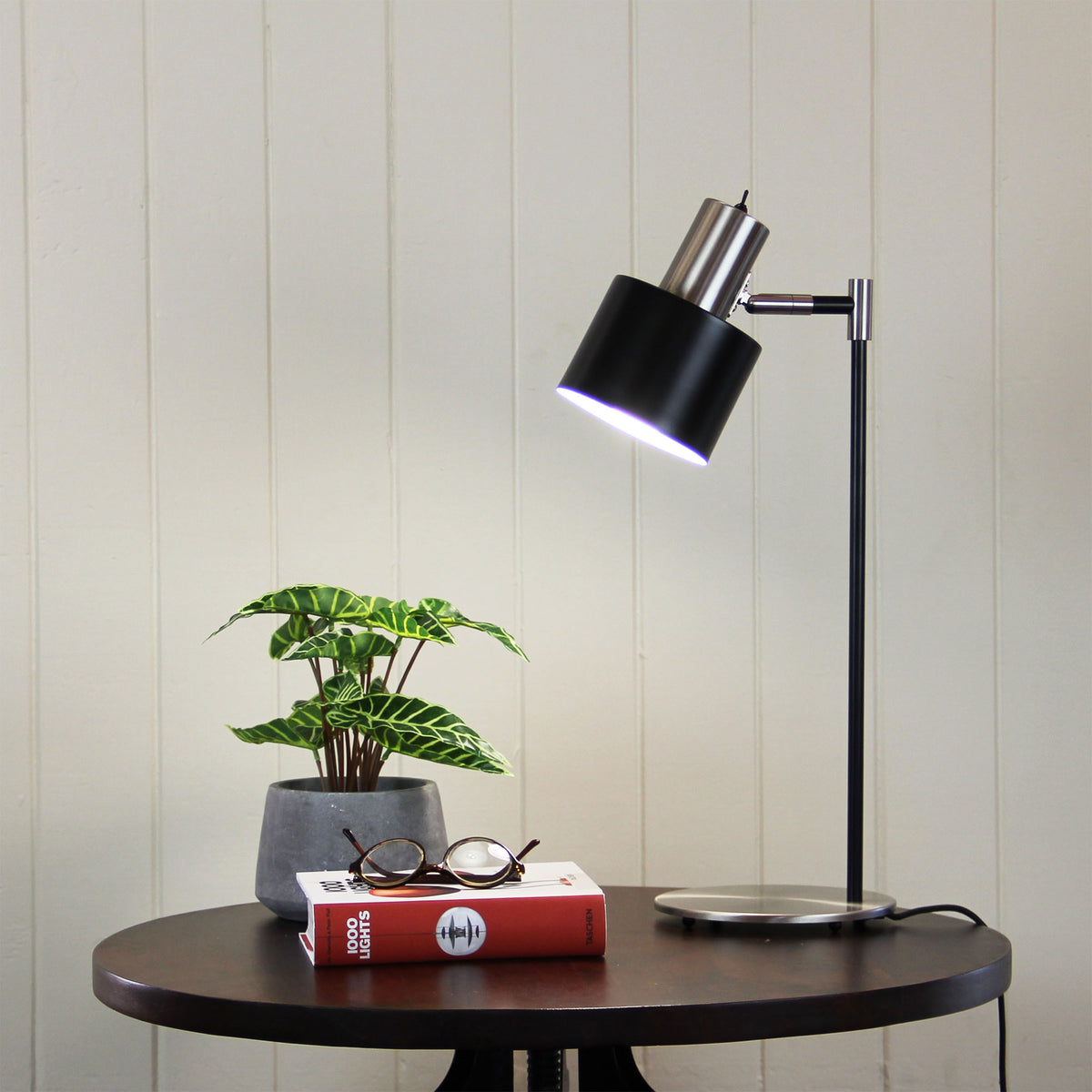 Mid-Century Task Lamp Black and Brushed Chrome - Ari Desk Bc