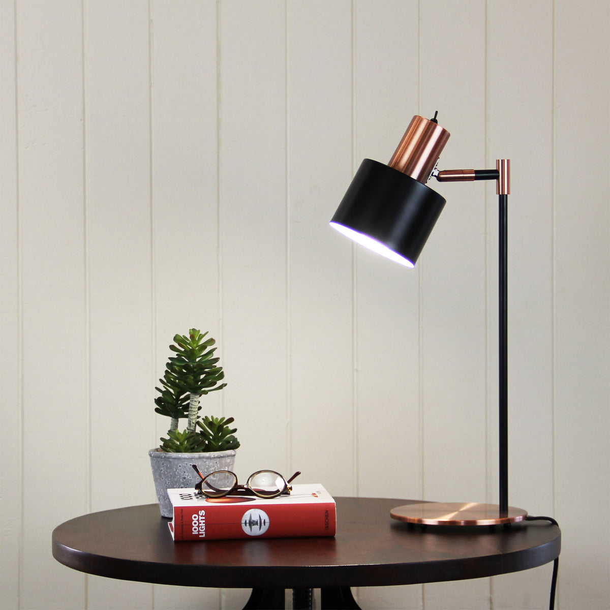 Mid-Century Task Lamp Black and Brushed Copper - Ari Desk Co