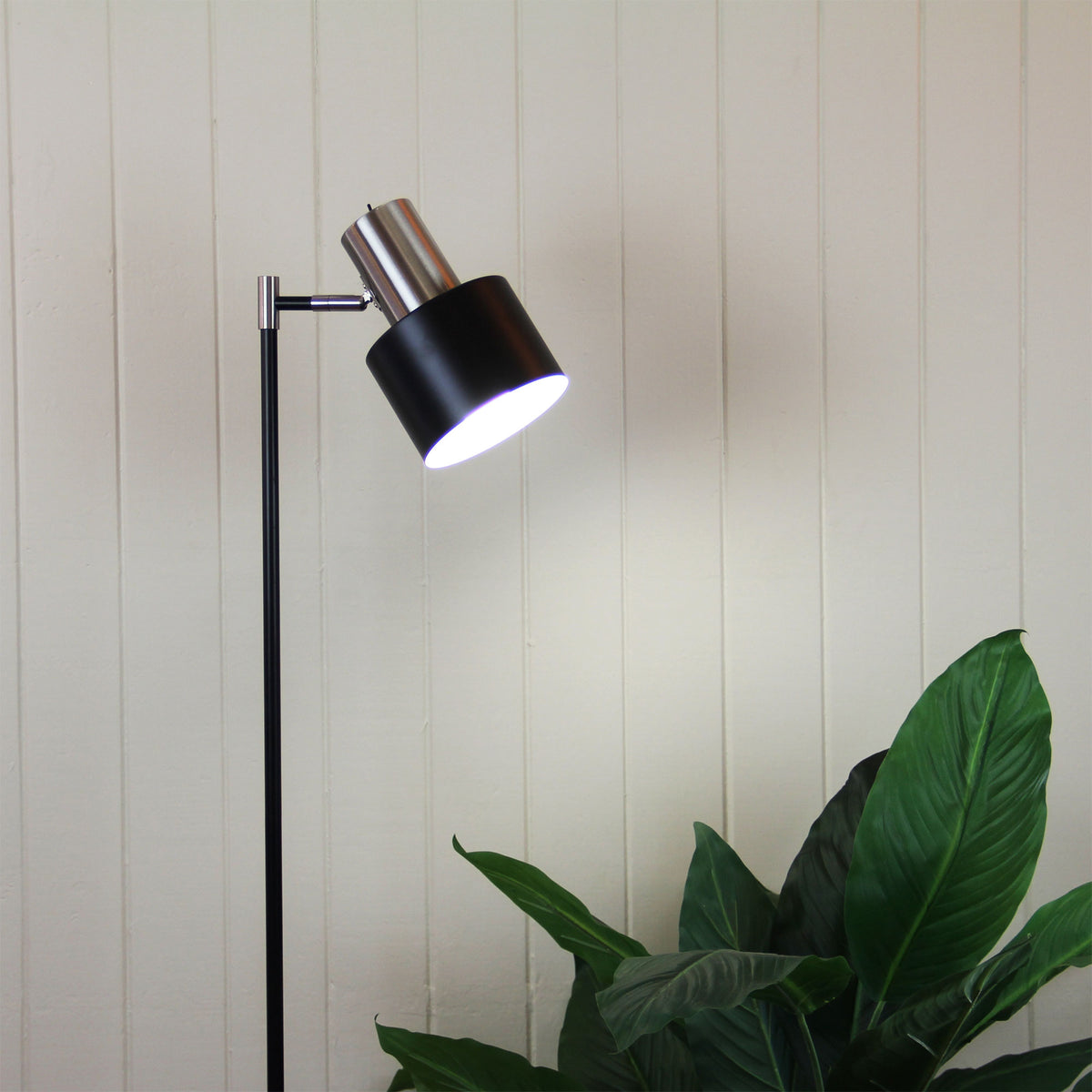 Mid-Century Task Lamp Black and Brushed Chrome - Ari Floor Bc