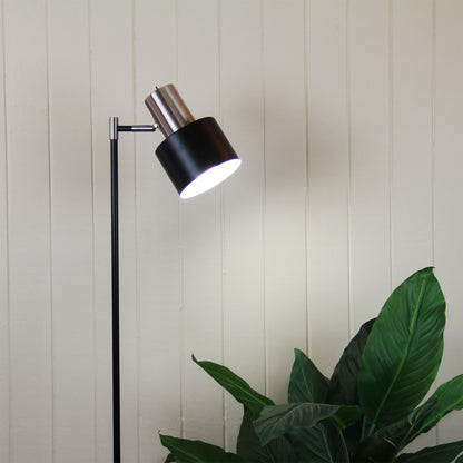Mid-Century Task Lamp Black and Brushed Chrome - Ari Floor Bc