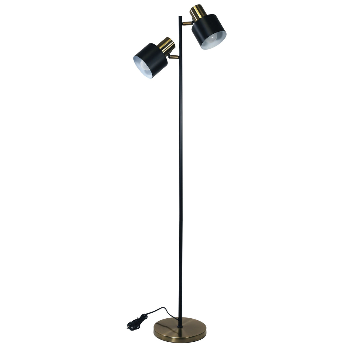 Mid-Century Task Lamp Black and Antique Brass - Ari Twin Floor Ab