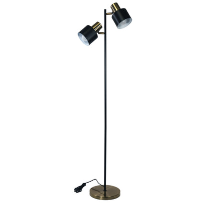 Mid-Century Task Lamp Black and Antique Brass - Ari Twin Floor Ab