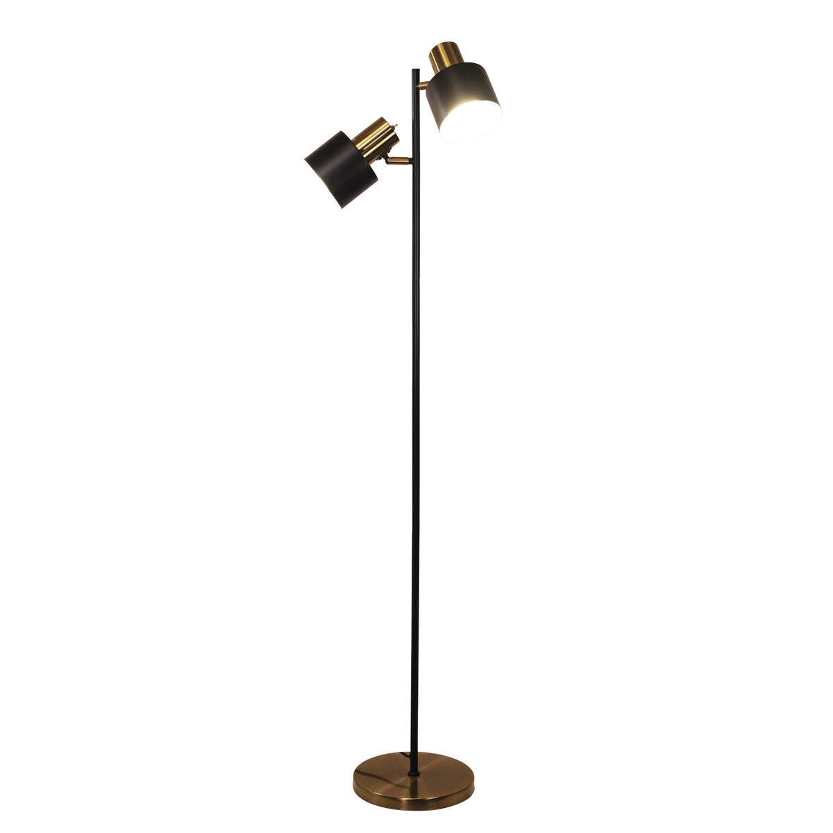 Mid-Century Task Lamp Black and Antique Brass - Ari Twin Floor Ab