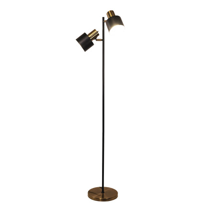 Mid-Century Task Lamp Black and Antique Brass - Ari Twin Floor Ab
