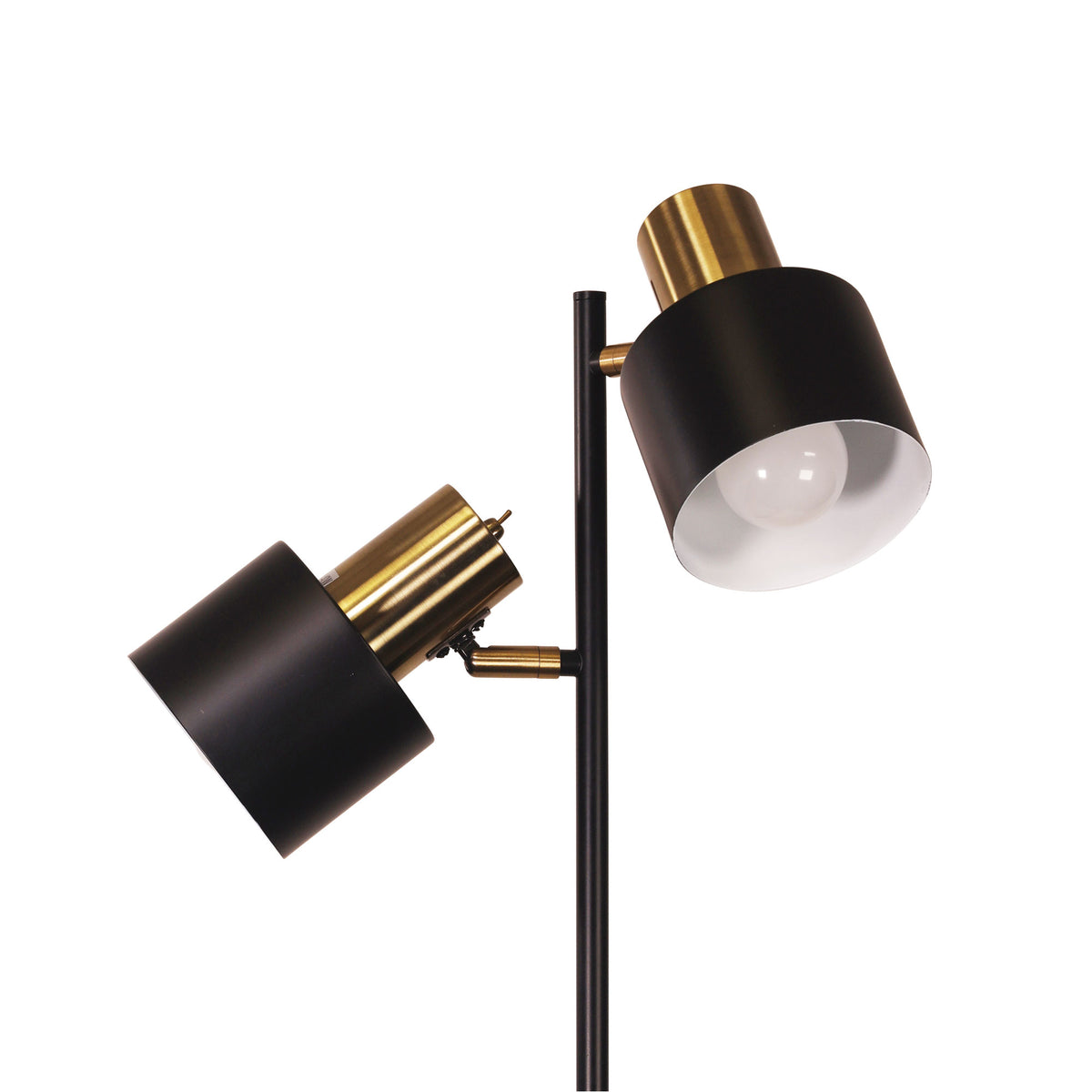 Mid-Century Task Lamp Black and Antique Brass - Ari Twin Floor Ab
