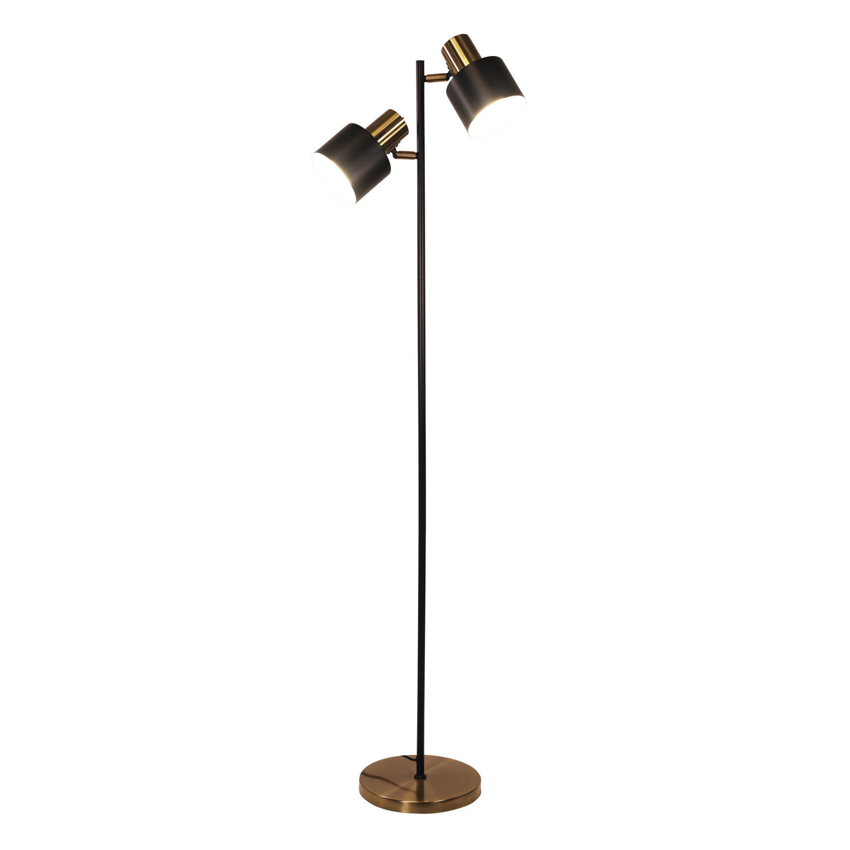 Mid-Century Task Lamp Black and Antique Brass - Ari Twin Floor Ab