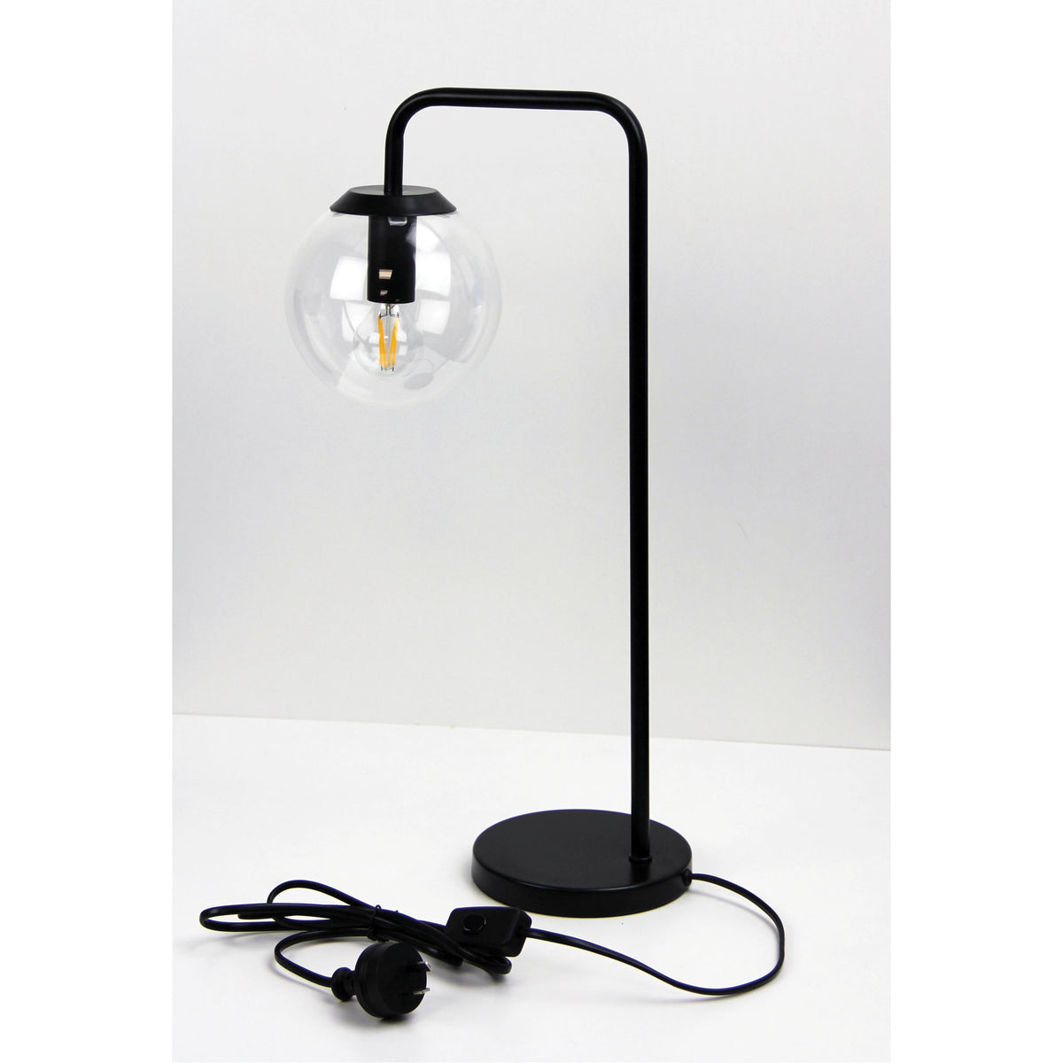 Contemporary Clear Glass Lamp Black - Newton Lamp Bk