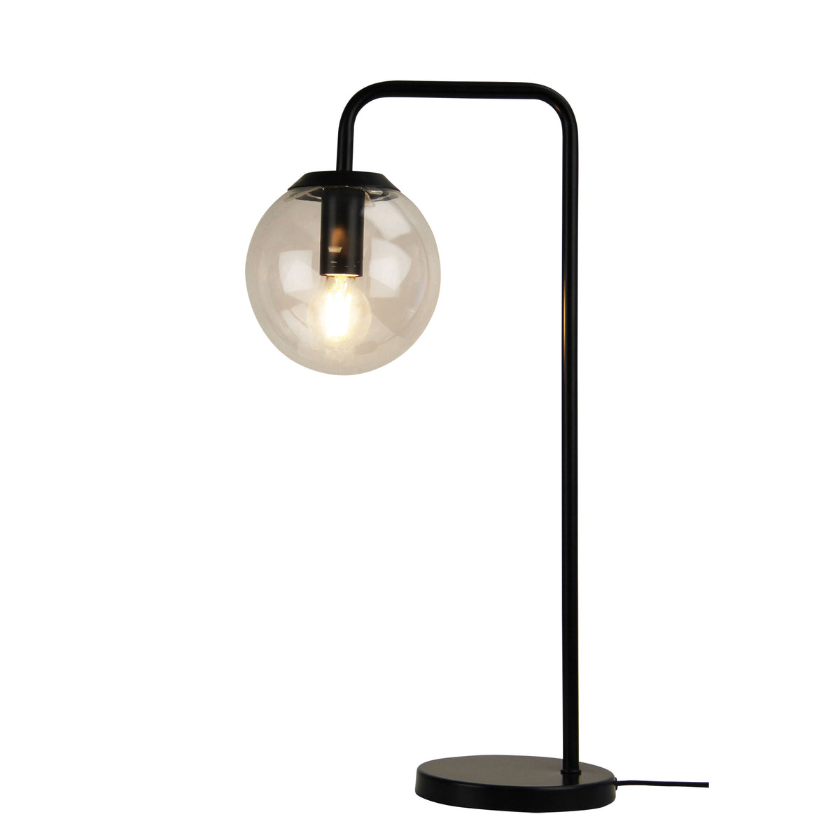 Contemporary Clear Glass Lamp Black - Newton Lamp Bk