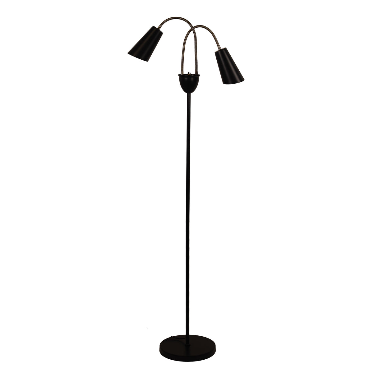 Twin Flexible Neck Lamp Black with Antique Brass - Walt Antique Brass