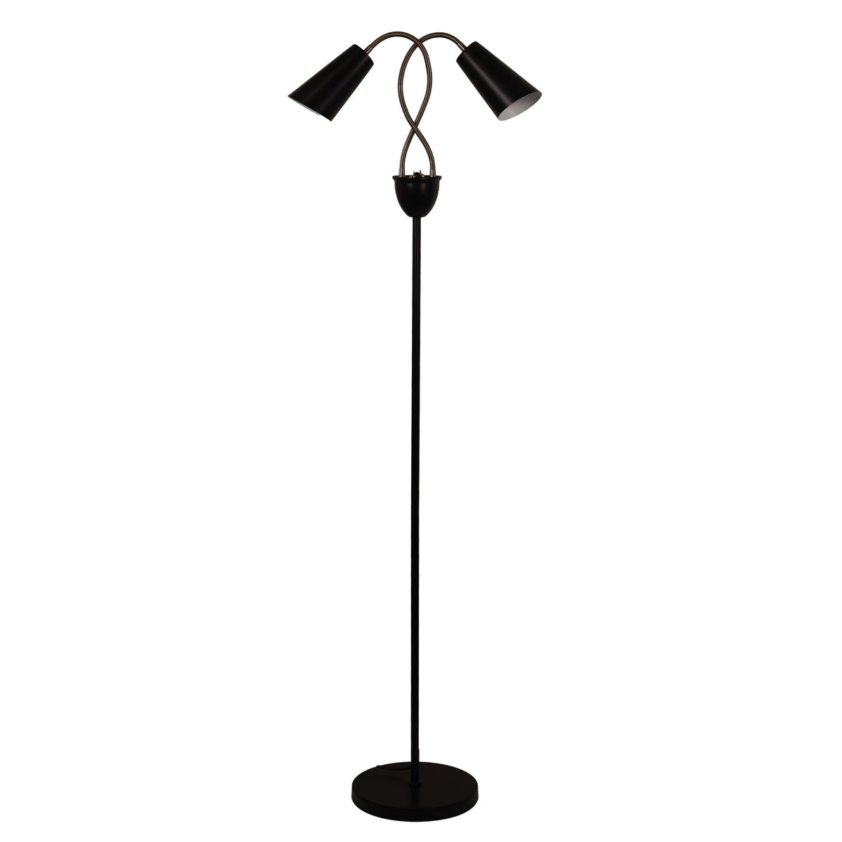 Twin Flexible Neck Lamp Black with Antique Brass - Walt Antique Brass