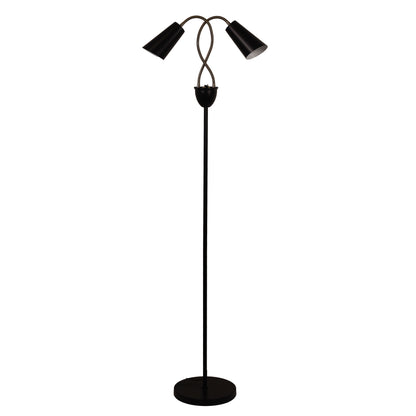 Twin Flexible Neck Lamp Black with Antique Brass - Walt Antique Brass
